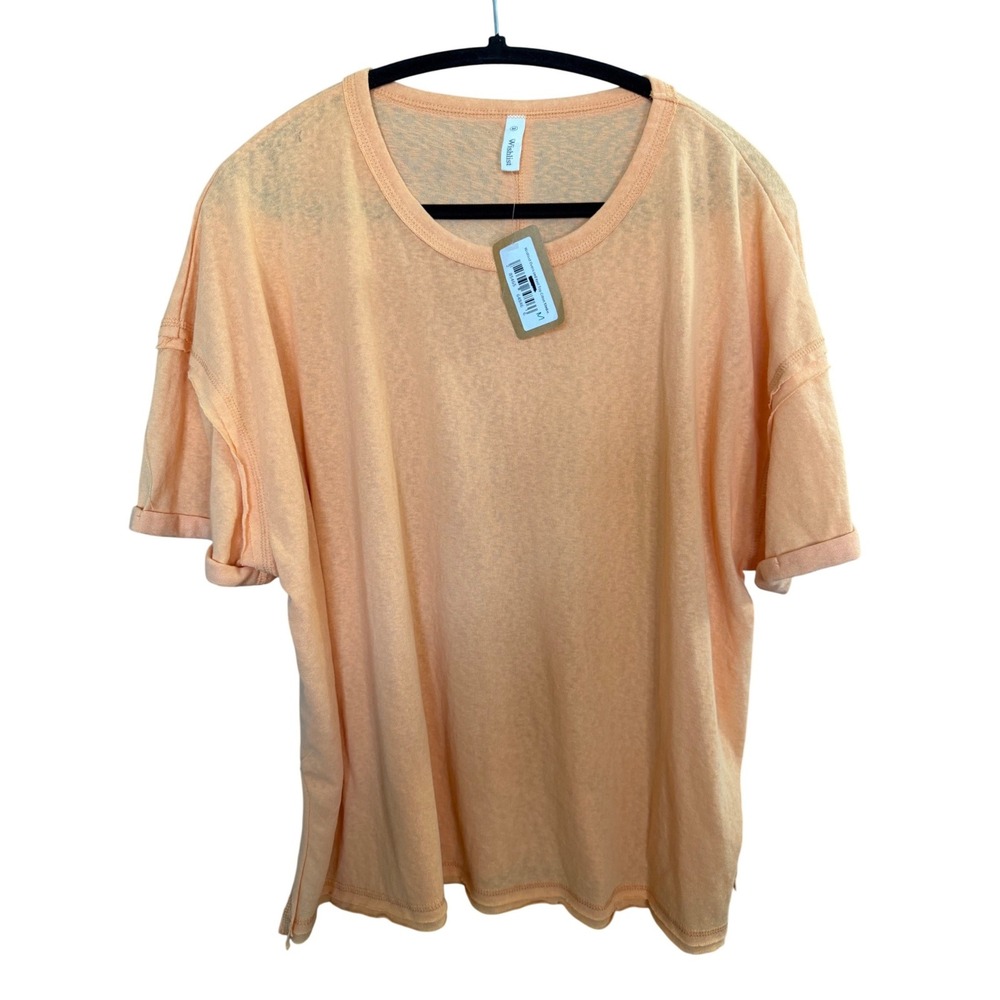 NWT Wishlist Linen Silk Knit Top M‎ Orange Casual Beach
 Lounge Boxy Resort